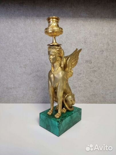 Сфинкс 19 век, бронза позолота, малахит