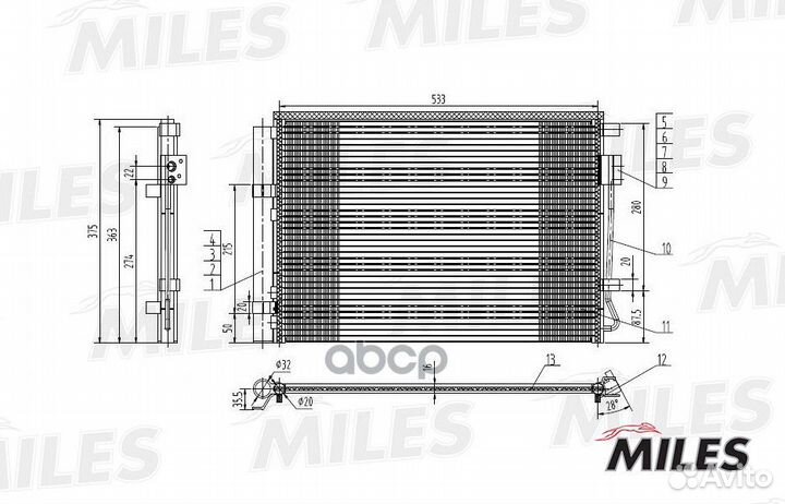 Конденсер hyundai solaris / KIA RIO 1.4/1.6 10