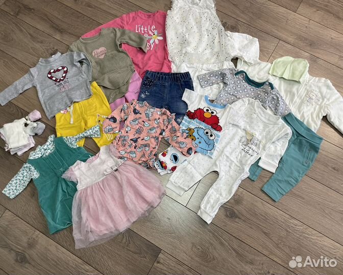Детские вещи на девочку 0-1,5 года пакетом 100шт