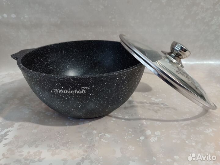 Казан 4,5 л с крышкой серия Гранит для индукции