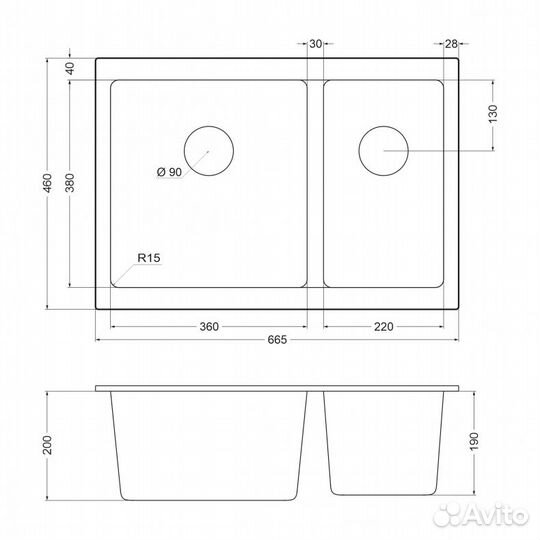 Мойка для кухни emar Quartz берилл EMQ-2665.PL Берилл