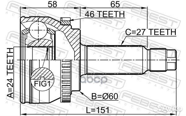 ШРУС наружный 24X60X27 hyundai elantra 11 (SD)