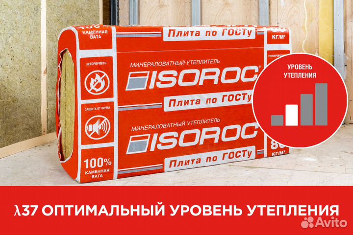 Утеплитель Изорок пп-80 50мм100мм (3,6м2/1,8м2)