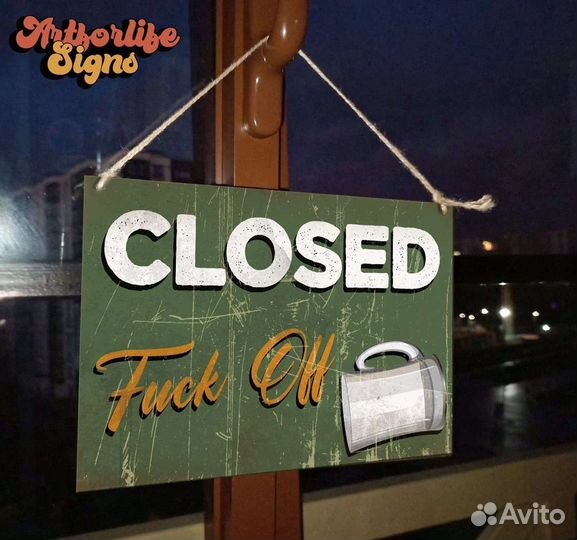 Табличка на дверь open / closed, открыто / закрыто