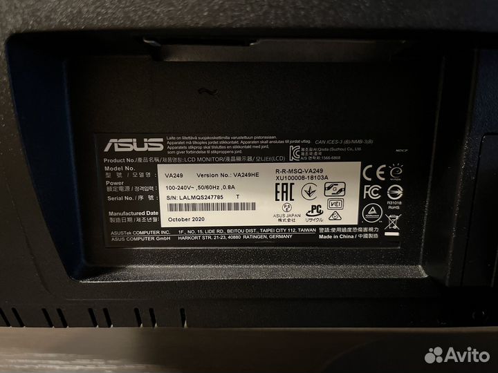 Монитор asus VA249HE черный 23,8