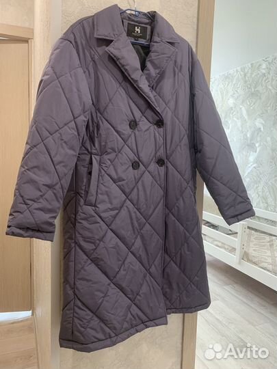 Плащ новый демисезонный стеганый миди 44-46 р