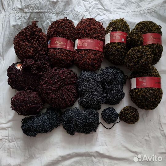 Пряжа букле и шерсть пакетом