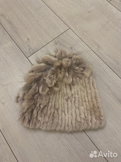 Шапка женская вязаная меховая