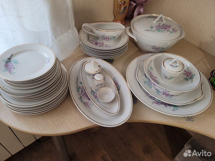 Столовый сервиз Сирень Дулево СССР 1960