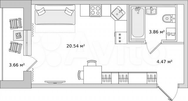 Квартира-студия, 32,5 м², 8/21 эт.