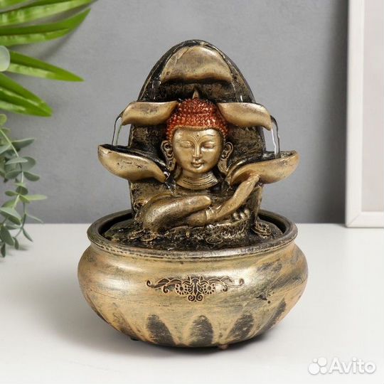Фонтан настольный от сети, подсветка 'Будда и рука