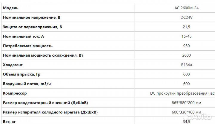 Автокондиционер автономный 12/24 v