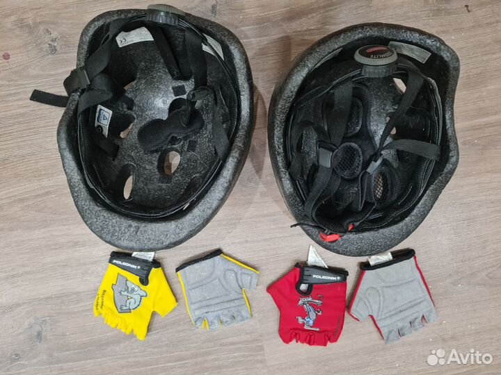 Шлем велосипедный детский + перчатки - 2 комплекта