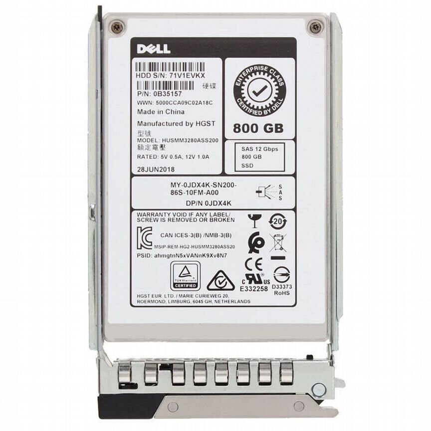 [JDX4K] Жесткий Диск Dell 800gb Sas 2,5" Ssd Jdx4k