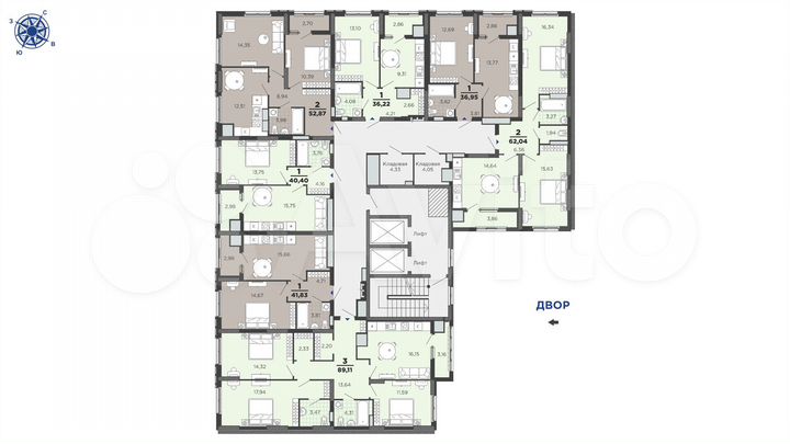 3-к. квартира, 89,1 м², 10/25 эт.