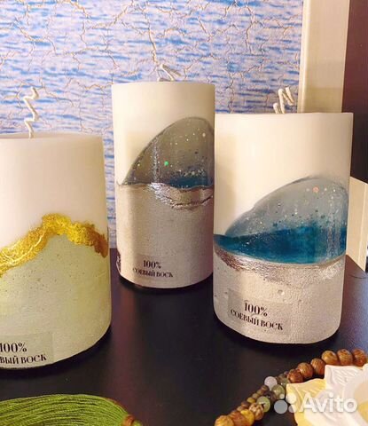 Свечи на бетоне, с эпоксидкой, в баночках