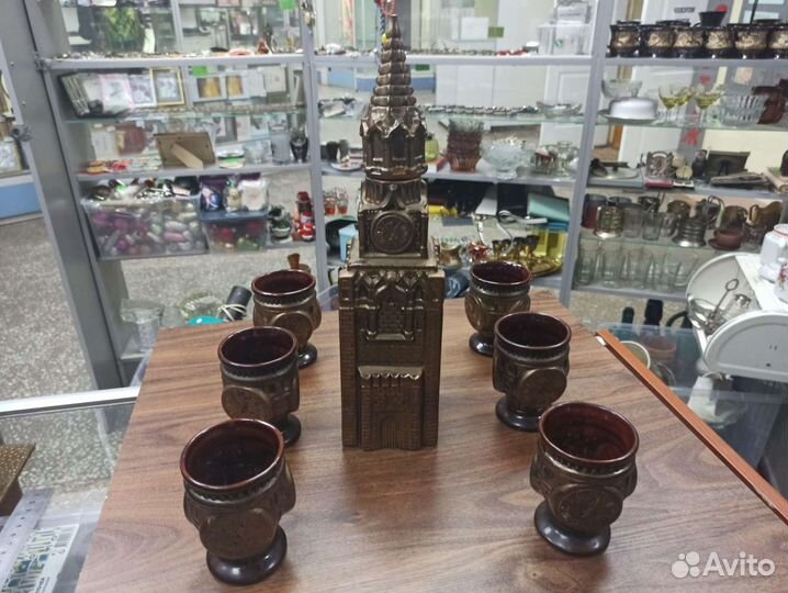 Советский Глиняный Набор Штоф Бокалы Кремль СССР