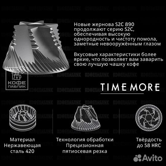 Кофемолка ручная Timemore chestnut S3, черная (70TGD026AA001)