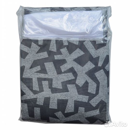 Шторы серые с узорами с тюлью, 300х260 (комплект)