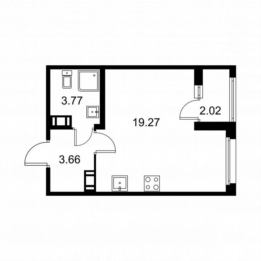 Квартира-студия, 27,7 м², 4/9 эт.