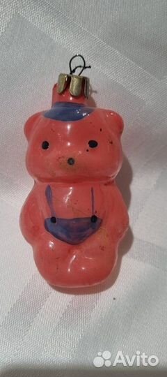 Елочные игрушки СССР. Медвежонок в костюмчике.Лот1