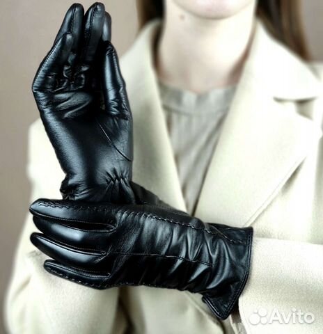 Женские кожаные перчатки натуральная кожа Трикотаж