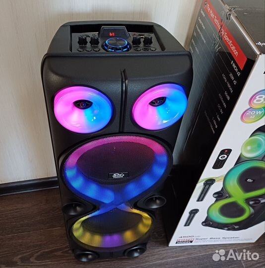 Большая блютуз колонка 2 микрофона
