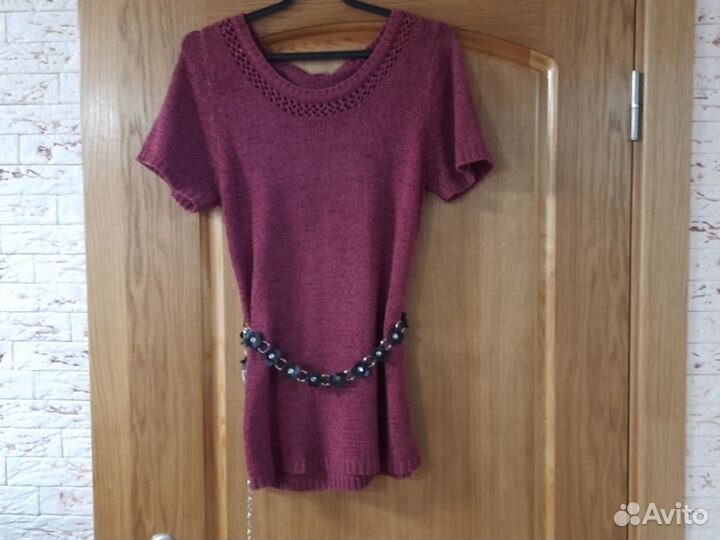 Джемпер туника с коротким рукавом 46 Англия бохо