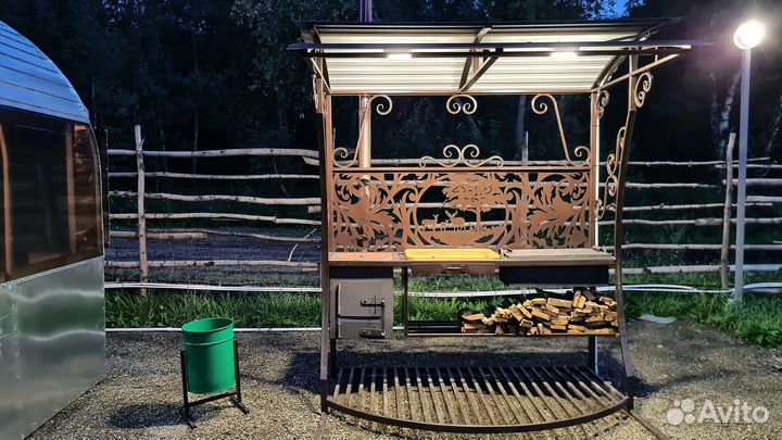 Аренда теплой беседки с камином, мангалом