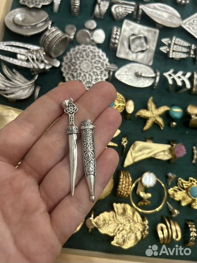 Кулон из серебра кинжал сьемный