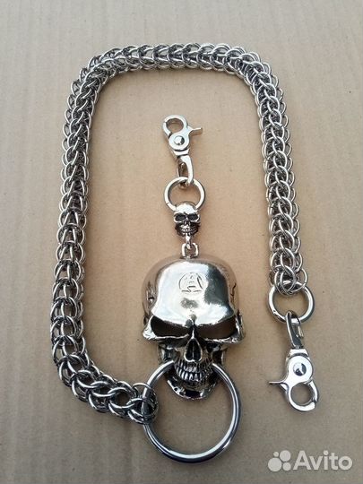 Цепь для бумажника с черепом