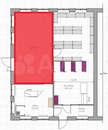 Торговое помещение, 35 м²