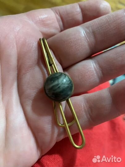 Зажим заколка для галстука Камень бронза