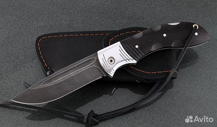 Походный нож складной нож Беркут, сталь дамаск