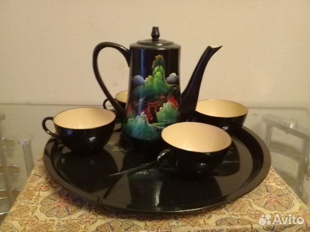 Чайный сервиз Fujian lacquer-war, дерево, эмаль