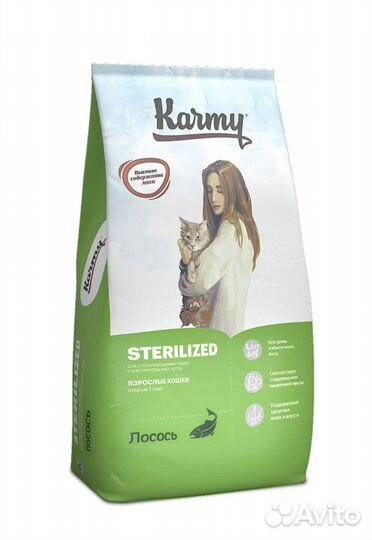 Karmy Sterilized лосось, 10кг + 1,5кг