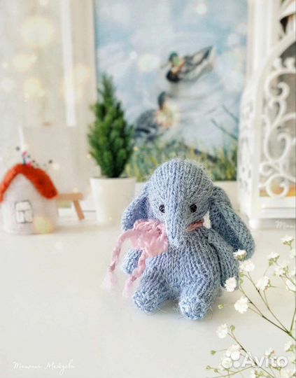 Мини игрушки вязаные (слон, собачка, пингвин)