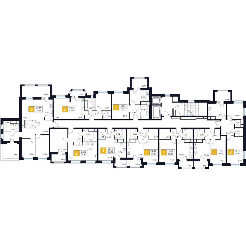 3-к. квартира, 76,3 м², 14/15 эт.