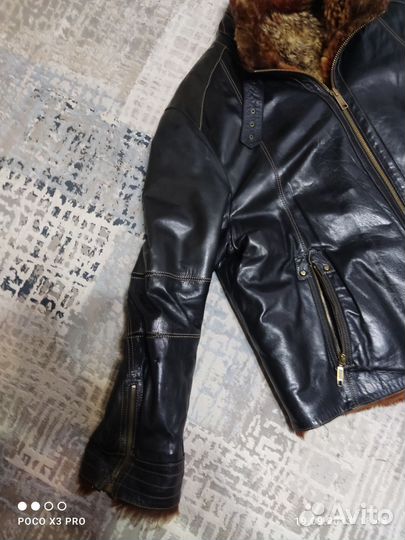 Кожаная куртка с натуральным мехом