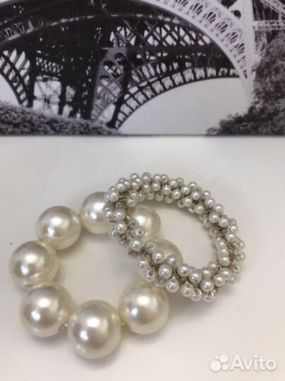 Серьги и резинка для волос из искусственный жемчуг