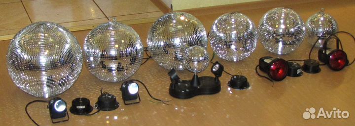 Зеркальные шары 7шт моторы пушки Светомузыка Disco