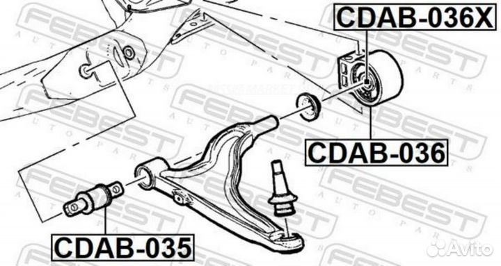 Febest cdab-036 Сайлентблок задний нижнего рычага