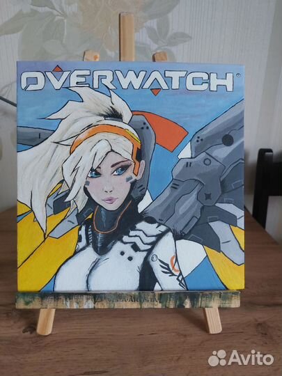 Картина на холсте Overwatch Mercy Ангел 25 на 25
