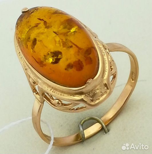 Кольцо / размер 20,5 / 4,23г / золото 583 / янтарь