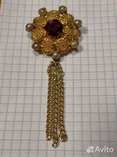 Винтаж Брошь-Брошка времен СССР с подвеской Металл