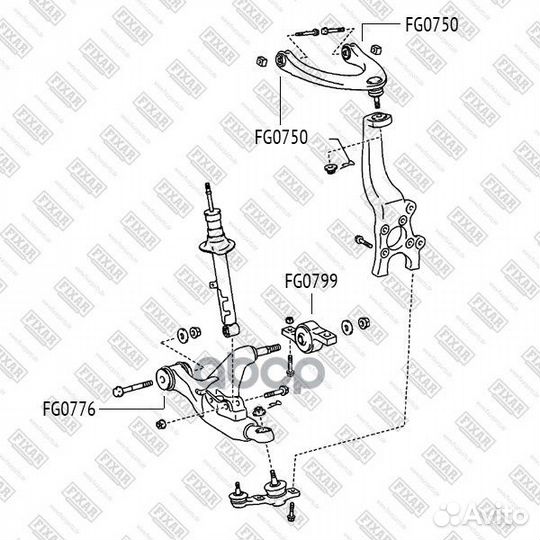 Сайлентблок переднего верхнего рычага fixar FG0750