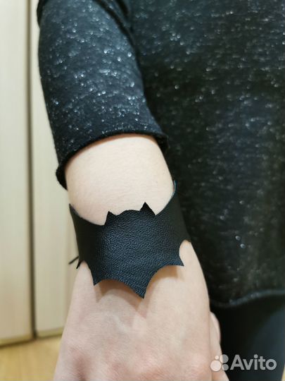 Чокер кожаный(натуральная кожа) Летучая мышь