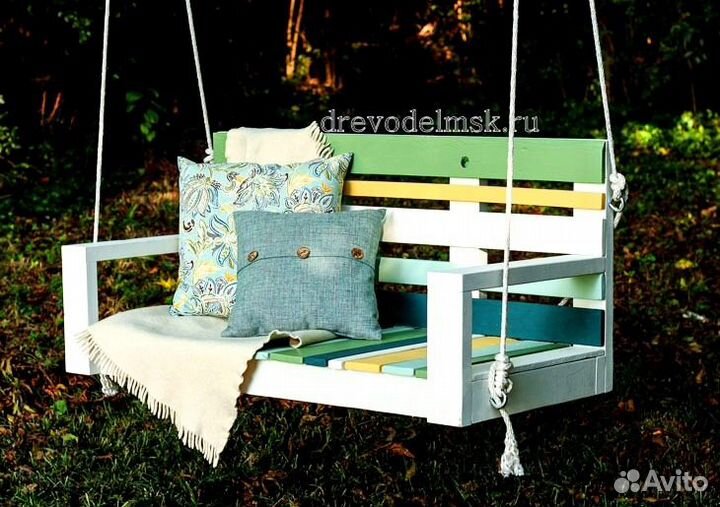 Садовые качели в стиле паллет