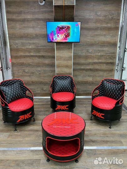 Кресла и столик из бочек в стиле Лофт