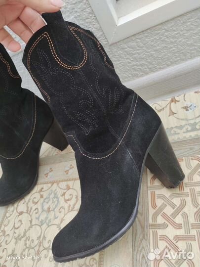 Сапоги демисезонные замшевые натуральная замша 38